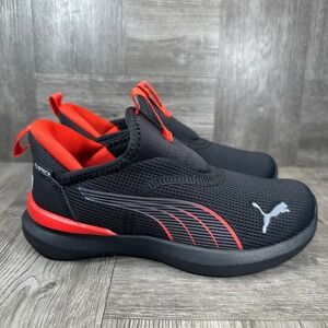 Puma Slip-On Sneakers Kids 12C Black Red Athletic Mesh Lightweight NEW